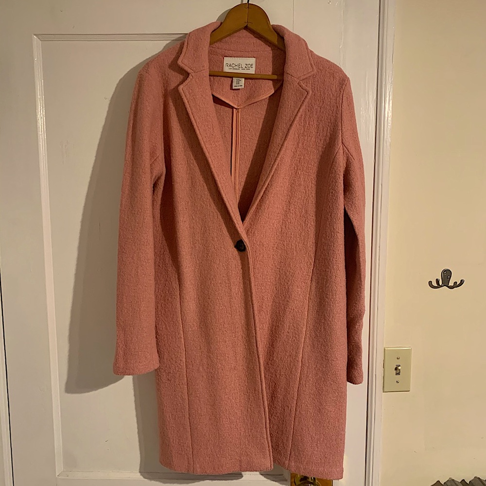 Rachel Zoe long pink coat